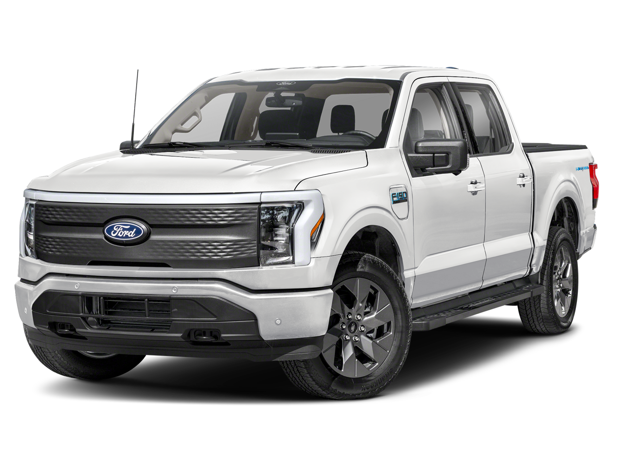 2024 Ford F-150 Lightning Flash in Oxford White — front three-quarter view