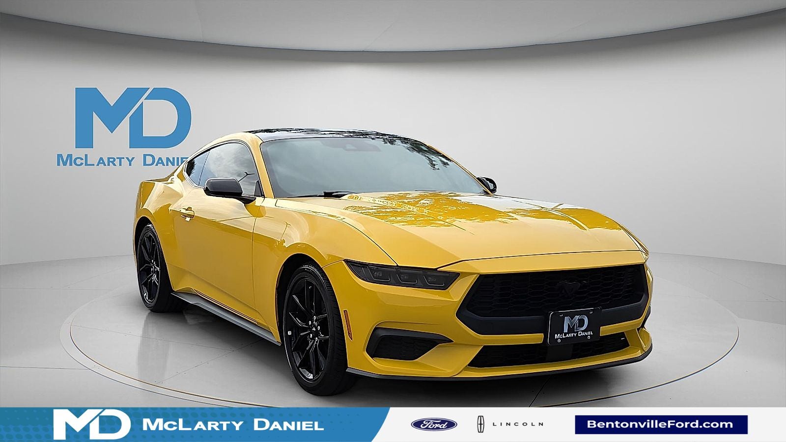 2024 Ford Mustang EcoBoost in Yellow Splash Metallic Tri-Coat — front three-quarter view