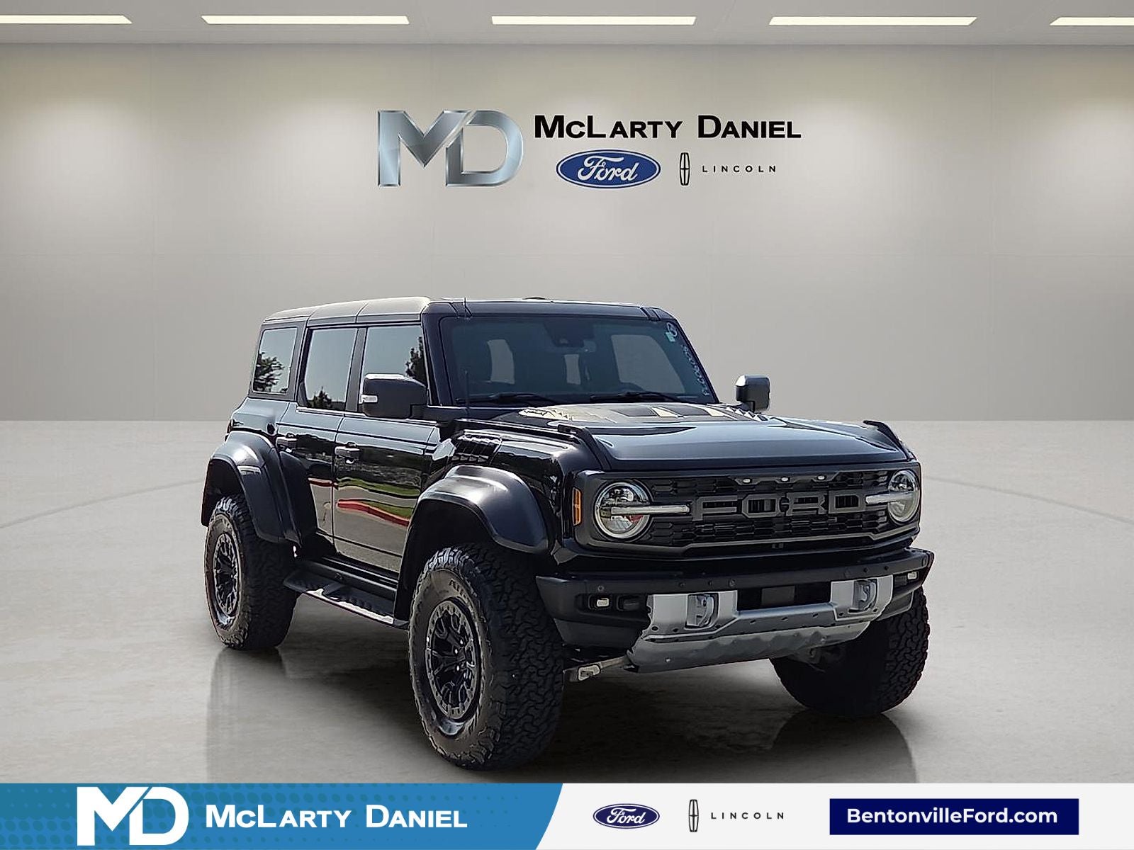 2023 Ford Bronco Raptor in Shadow Black — front three-quarter view