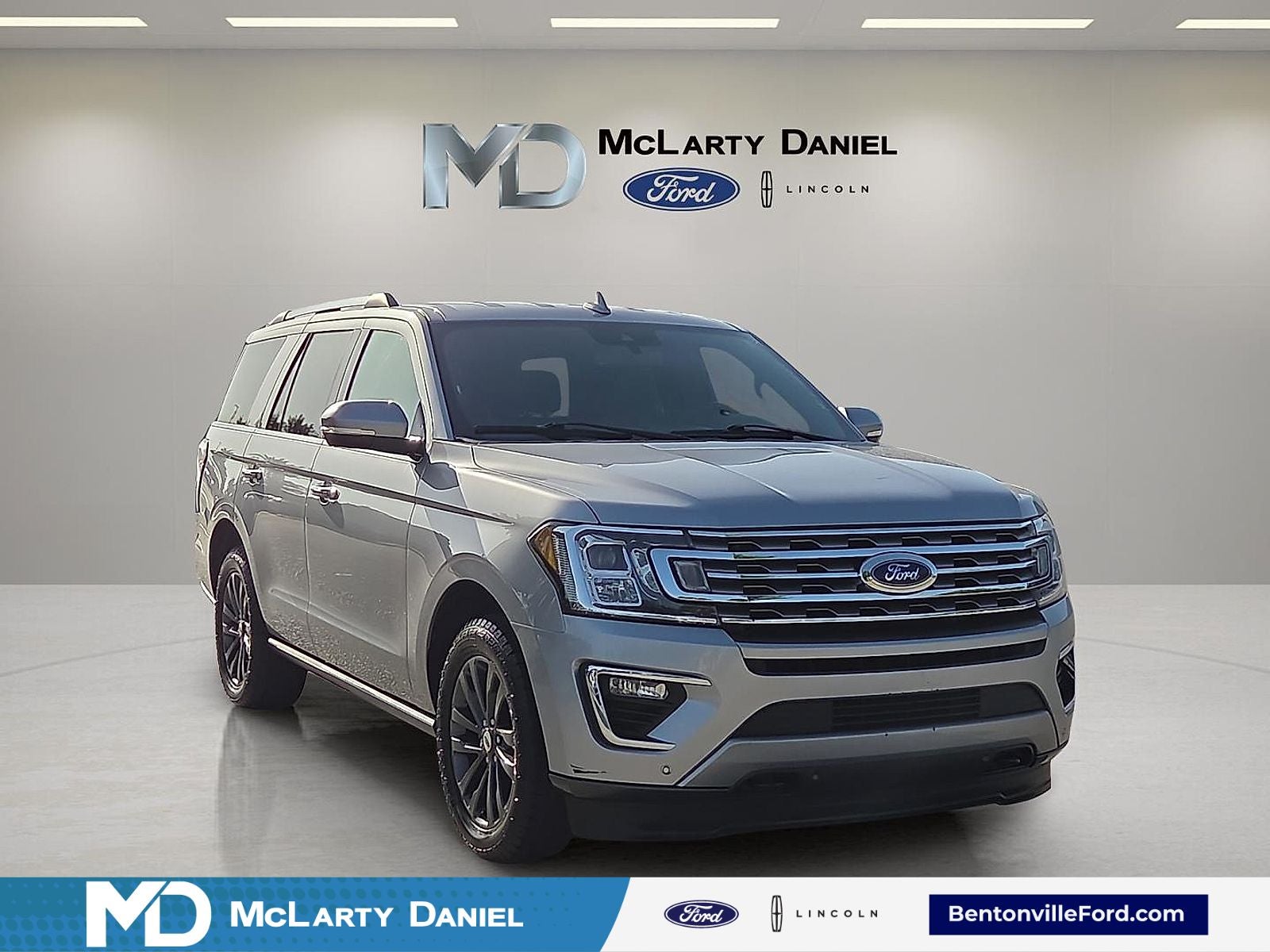 2021 Ford Expedition Limited in Iconic Silver Metallic — front three-quarter view