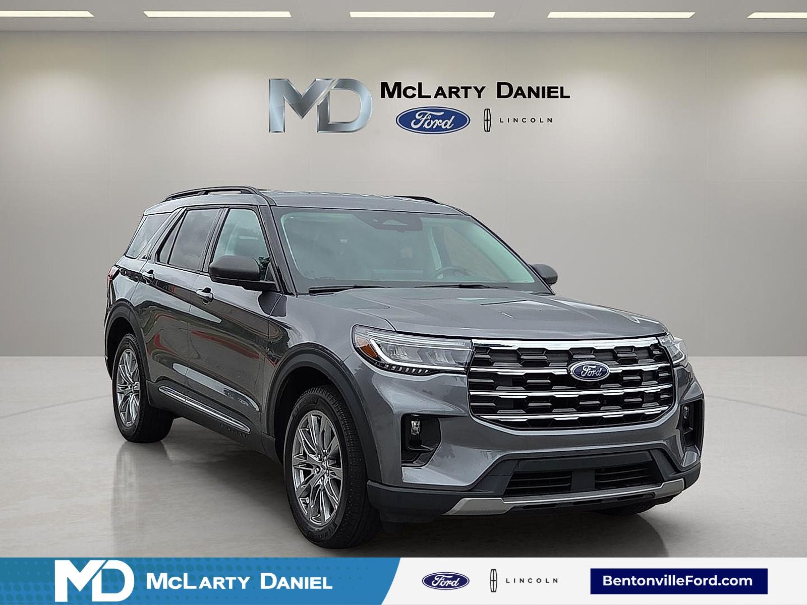 2025 Ford Explorer Active in Gray Metallic — front three-quarter view