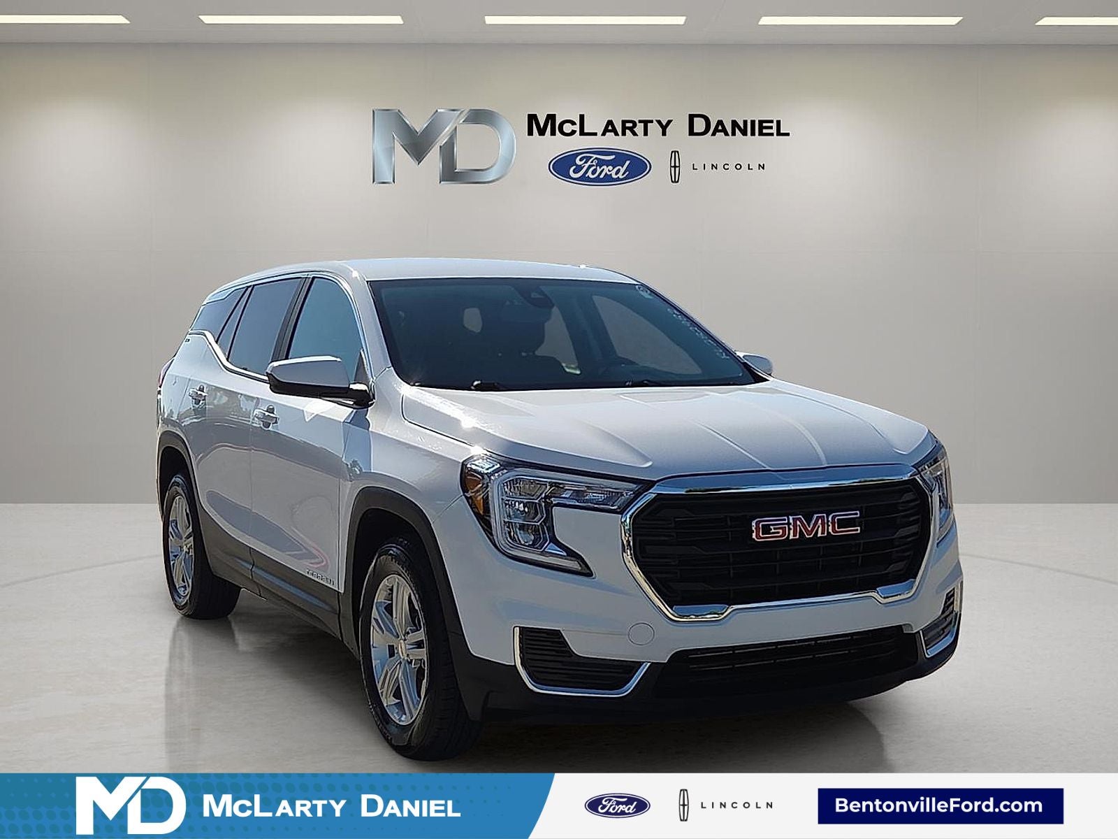 2024 GMC Terrain SLE in Summit White — front three-quarter view