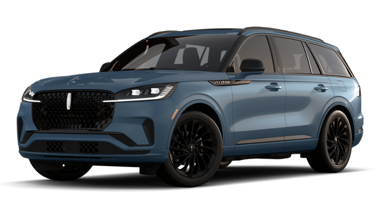 2026 Lincoln Aviator Reserve in Whisper Blue Metallic Clearcoat — front three-quarter view