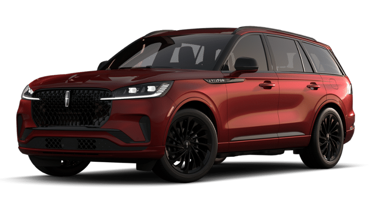 2026 Lincoln Aviator Reserve in Red Carpet Metallic Tinted Clearcoat — front three-quarter view