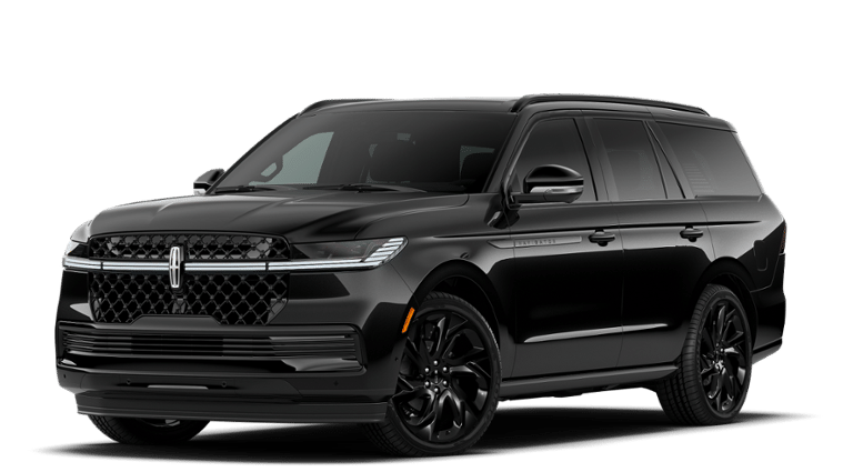 2027 Lincoln Navigator Reserve in Infinite Black Metallic Clearcoat — front three-quarter view