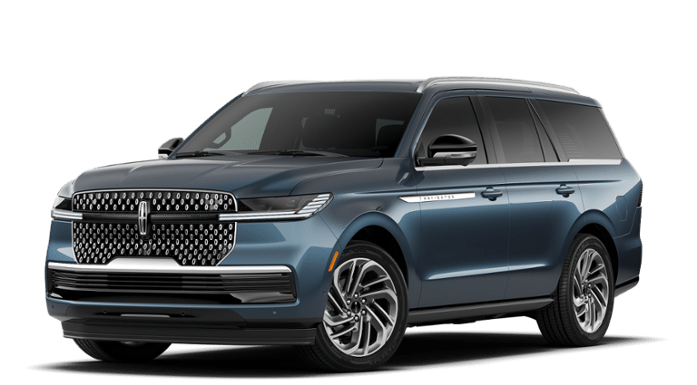 2027 Lincoln Navigator Reserve in Nocturnal Blue Metallic Clearcoat — front three-quarter view